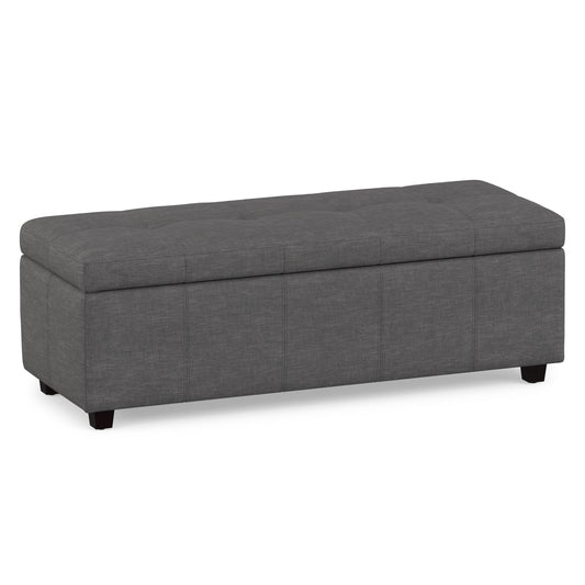 Slate Grey | Castleford Storage Ottoman in Linen