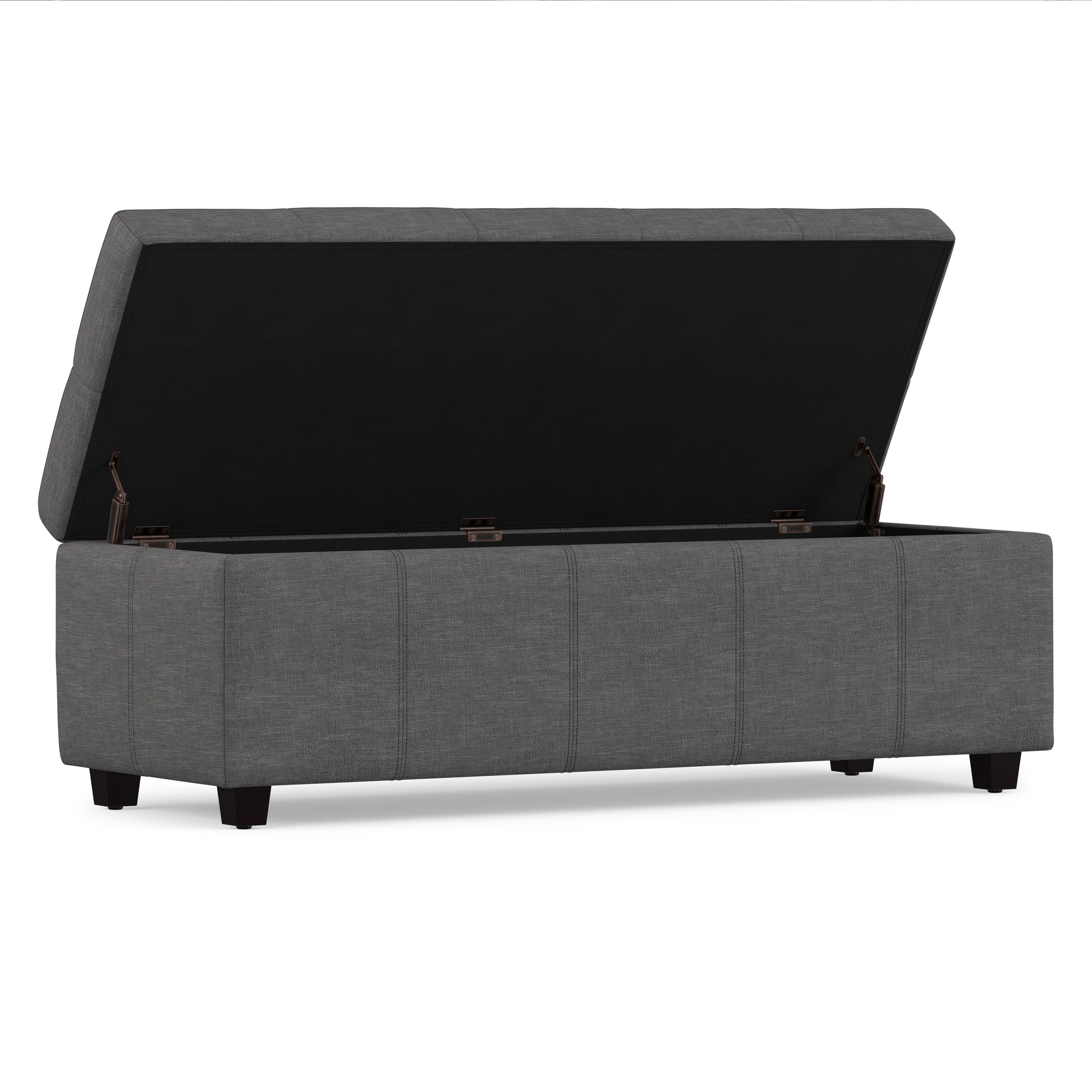 Slate Grey | Castleford Storage Ottoman in Linen