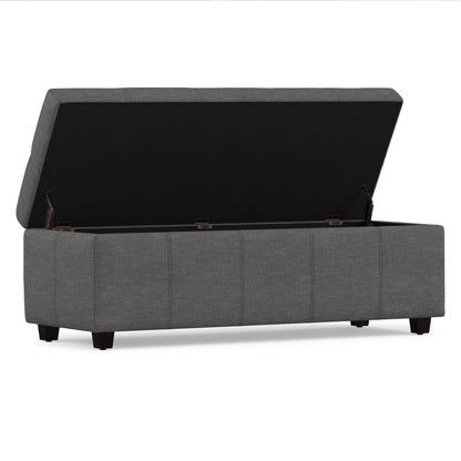 Slate Grey | Castleford Storage Ottoman in Linen