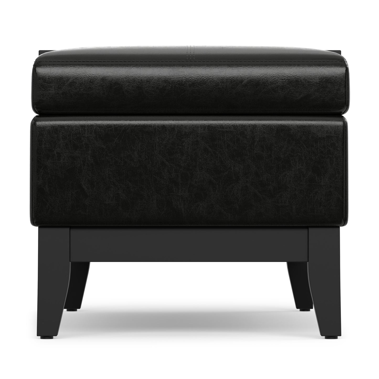Midnight Black Vegan Leather | Oregon Storage Ottoman Bench with Tray in Vegan Leather