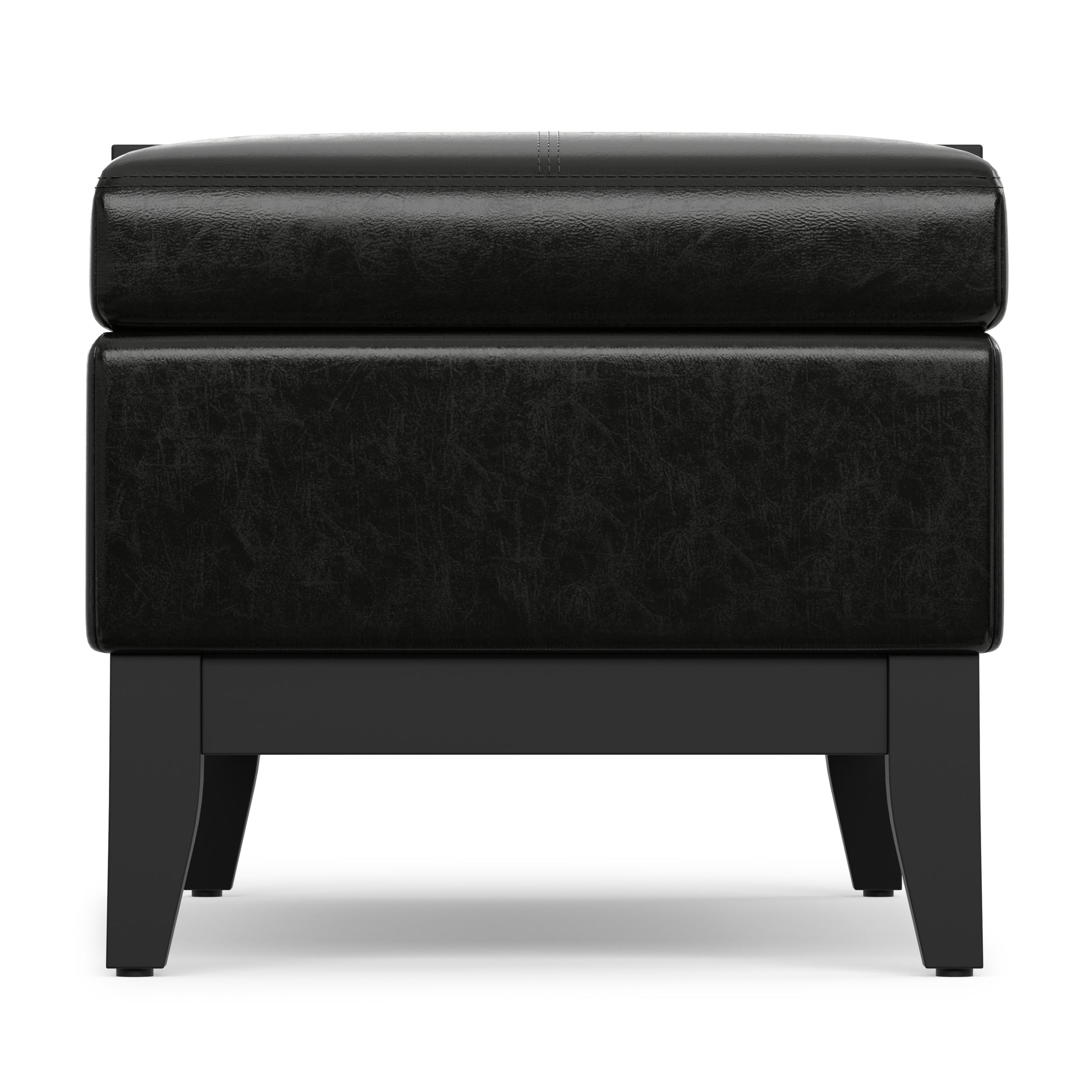 Midnight Black Vegan Leather | Oregon Storage Ottoman Bench with Tray in Vegan Leather