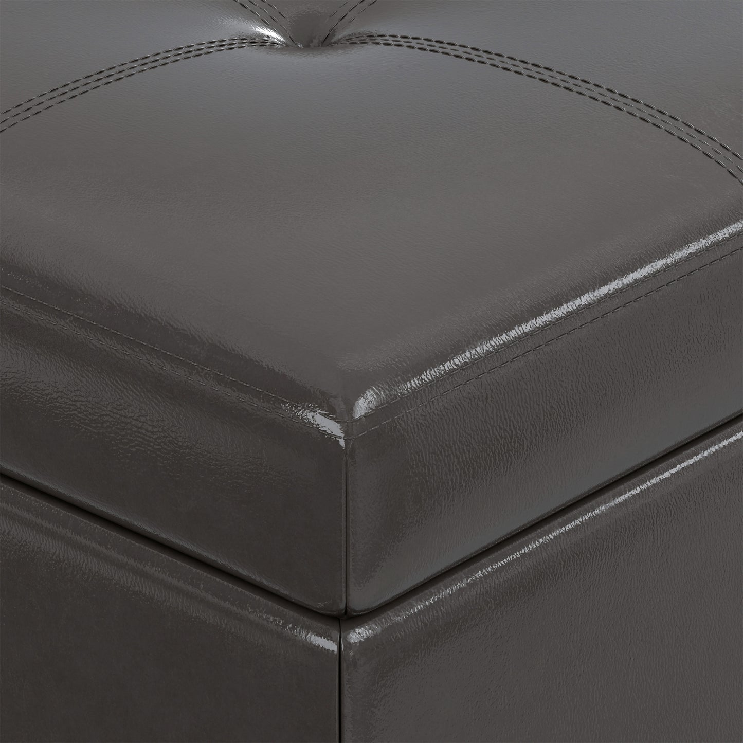 Tanners Brown Vegan Leather | Oregon Storage Ottoman Bench with Tray in Vegan Leather