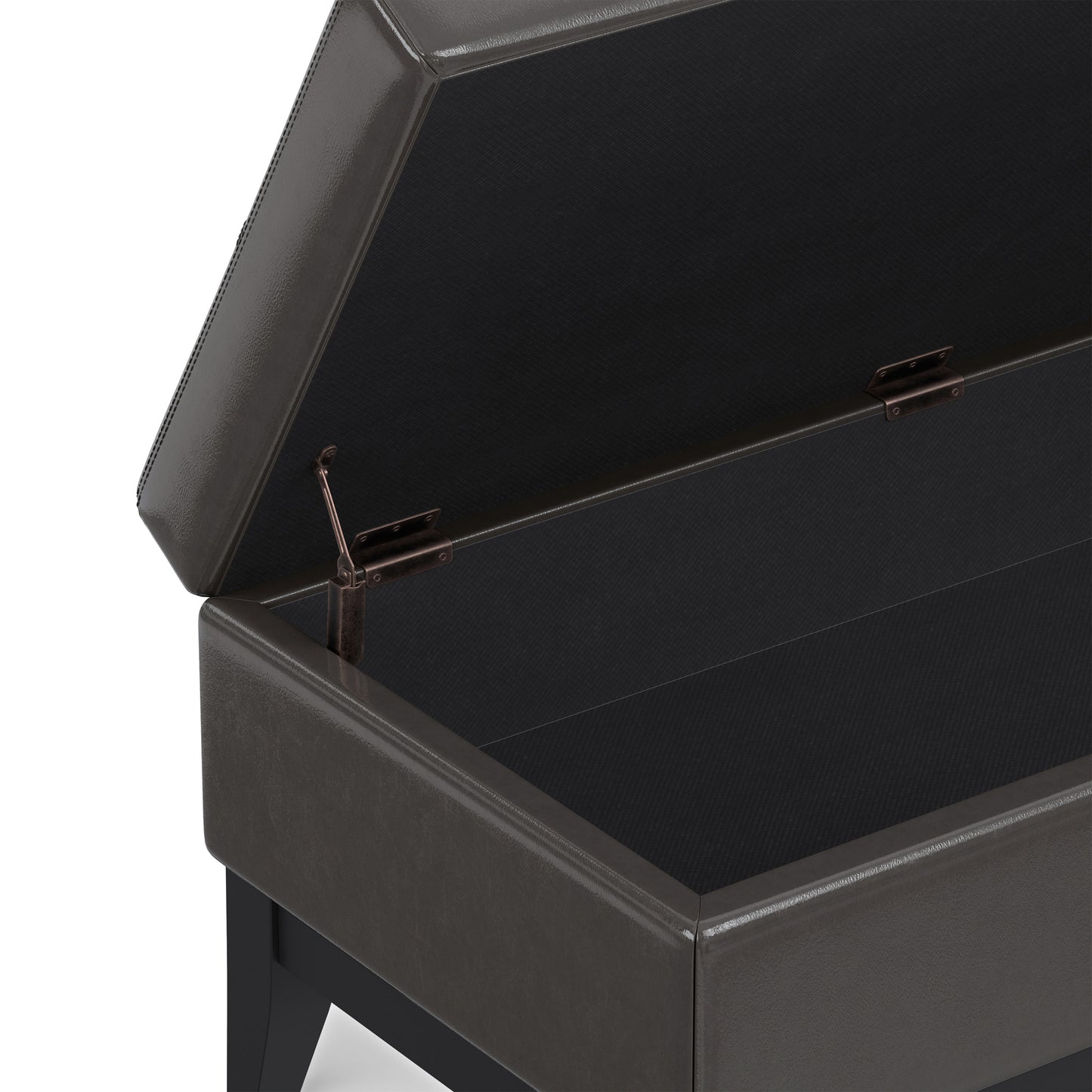 Tanners Brown Vegan Leather | Oregon Storage Ottoman Bench with Tray in Vegan Leather