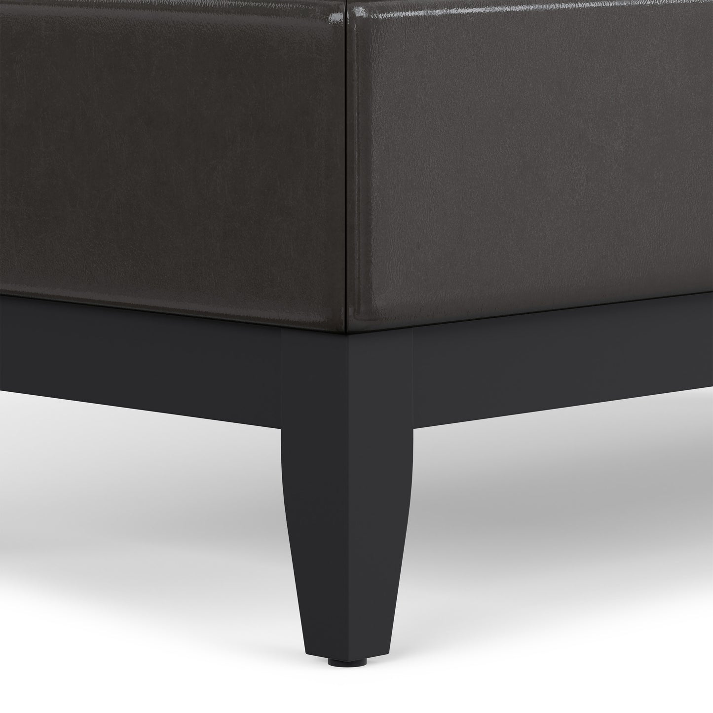 Tanners Brown Vegan Leather | Oregon Storage Ottoman Bench with Tray in Vegan Leather