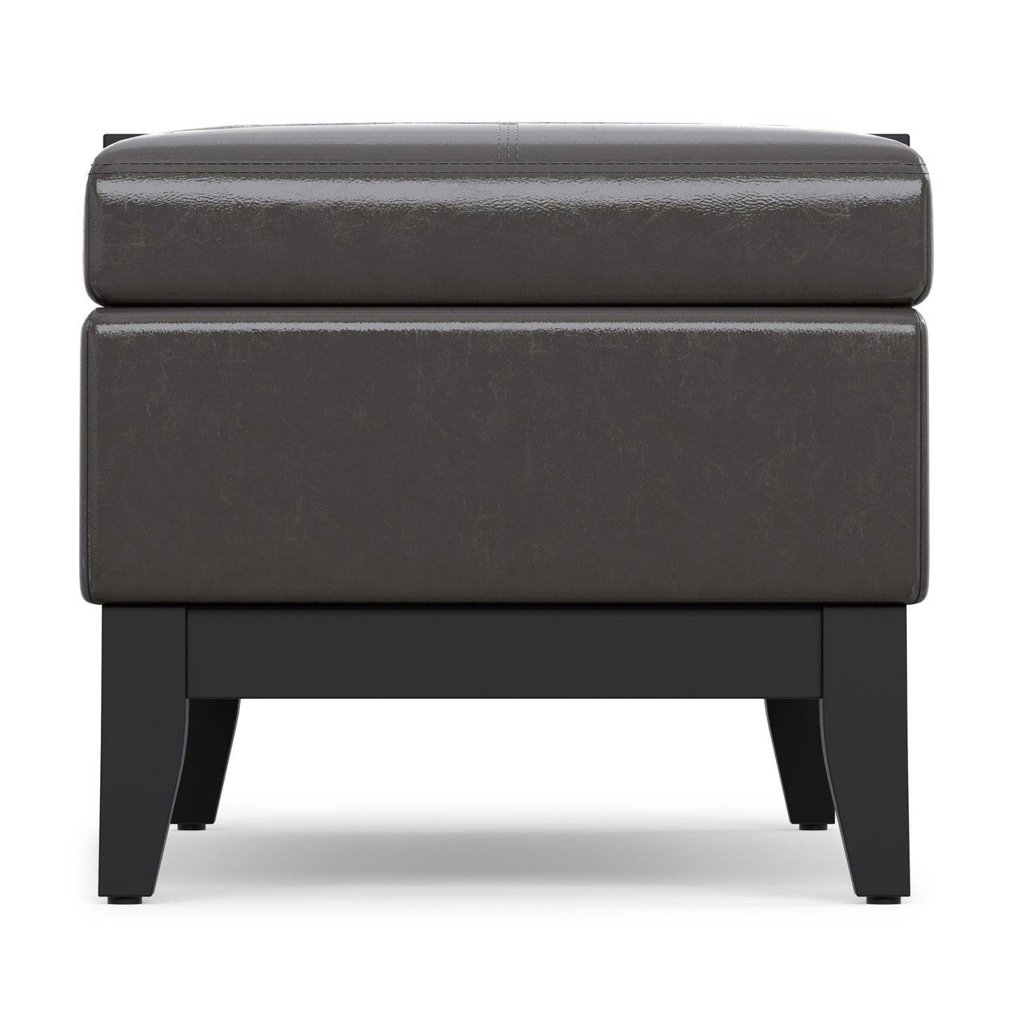 Tanners Brown Vegan Leather | Oregon Storage Ottoman Bench with Tray in Vegan Leather