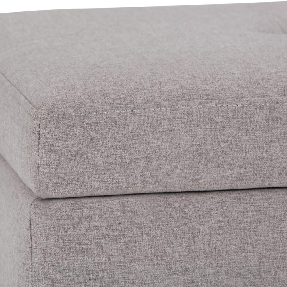 Cloud Grey Linen Style Fabric | Oregon Linen Look Storage Ottoman with Tray