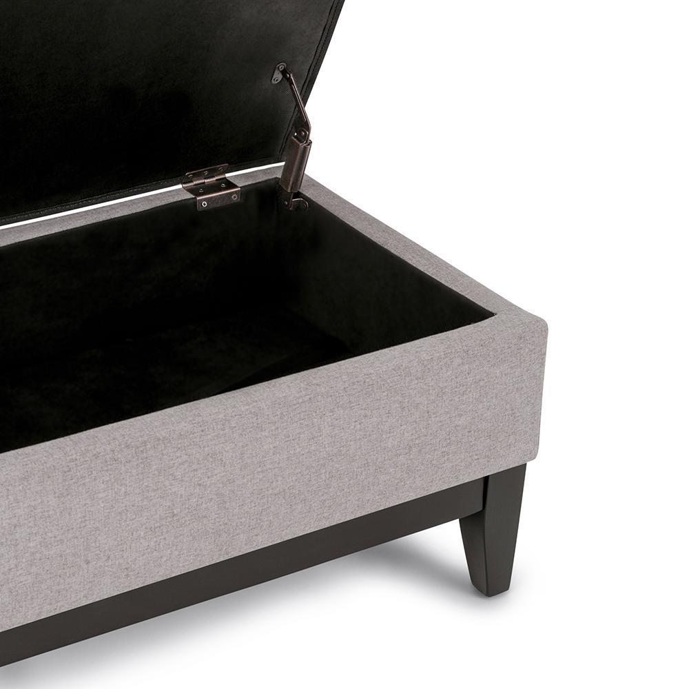 Cloud Grey Linen Style Fabric | Oregon Linen Look Storage Ottoman with Tray