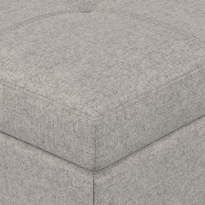 Cloud Grey Linen Style Fabric | Oregon Storage Ottoman Bench with Tray in Linen