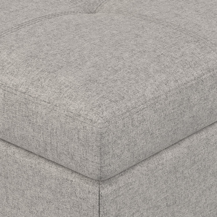 Cloud Grey Linen Style Fabric | Oregon Storage Ottoman Bench with Tray in Linen