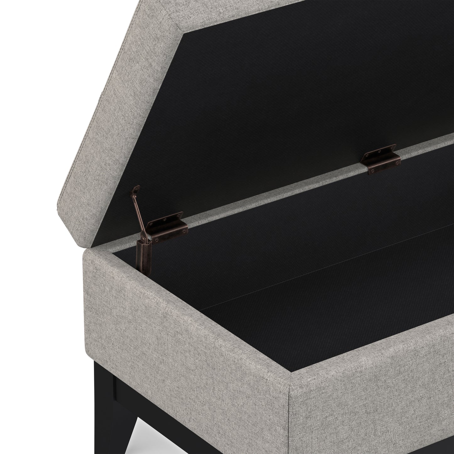 Cloud Grey Linen Style Fabric | Oregon Storage Ottoman Bench with Tray in Linen
