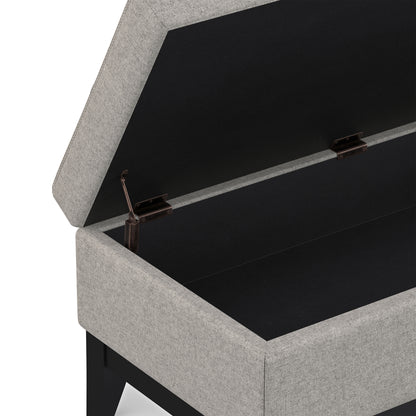 Cloud Grey Linen Style Fabric | Oregon Storage Ottoman Bench with Tray in Linen