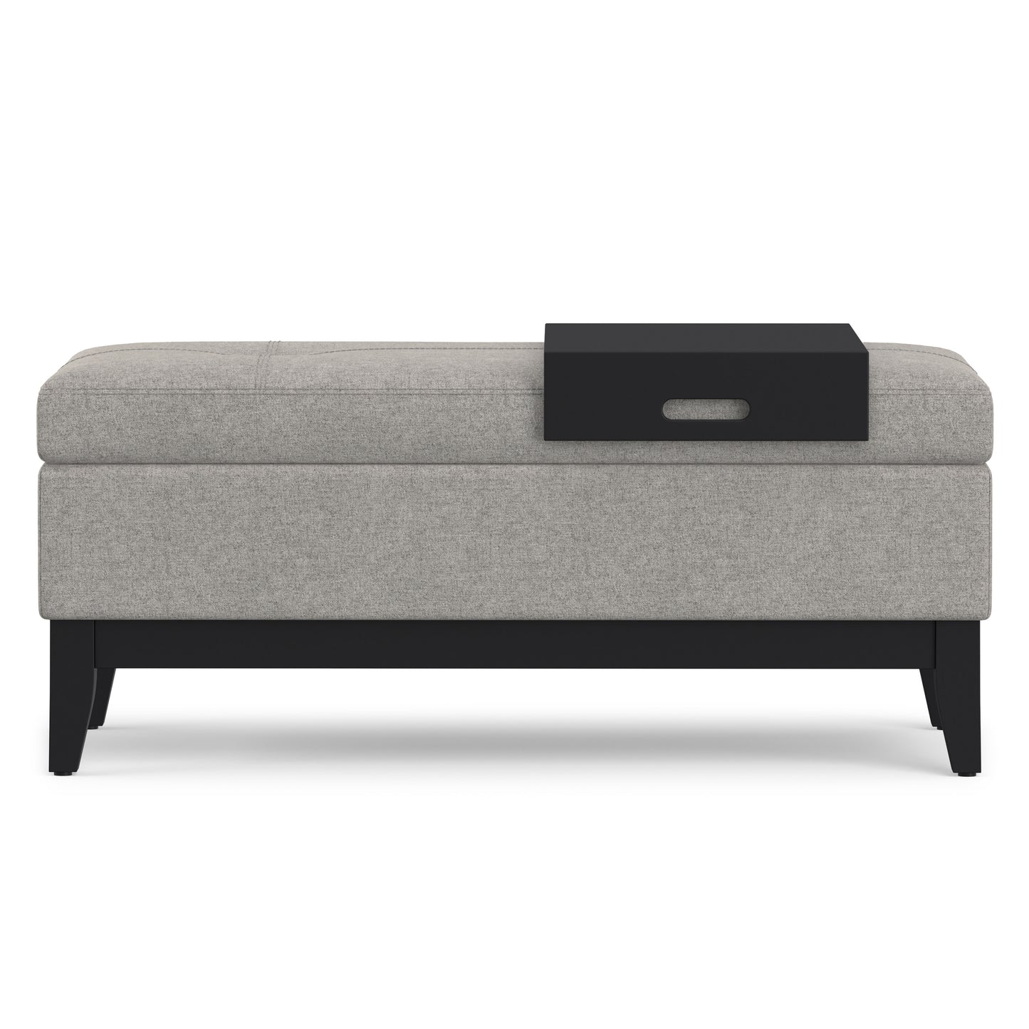 Cloud Grey Linen Style Fabric | Oregon Storage Ottoman Bench with Tray in Linen