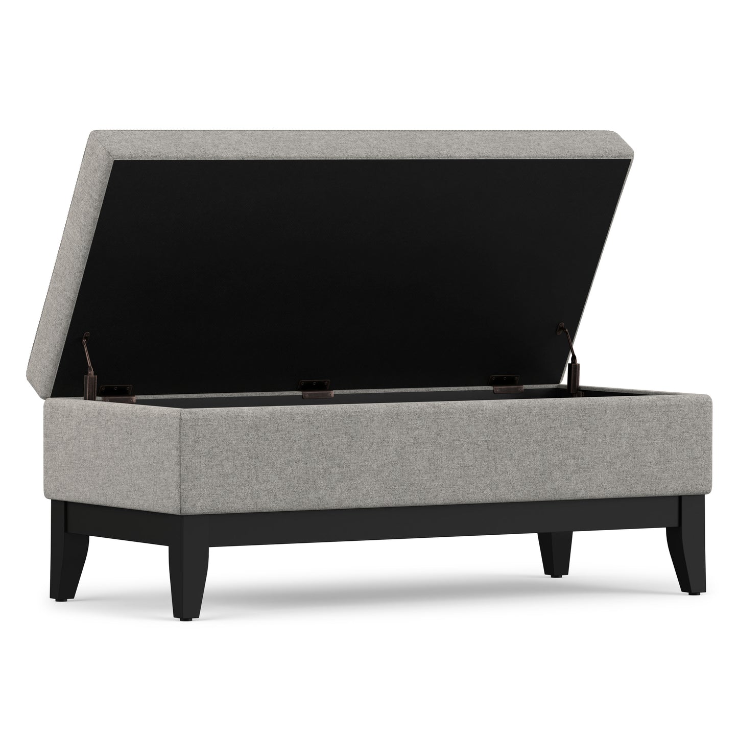 Cloud Grey Linen Style Fabric | Oregon Storage Ottoman Bench with Tray in Linen