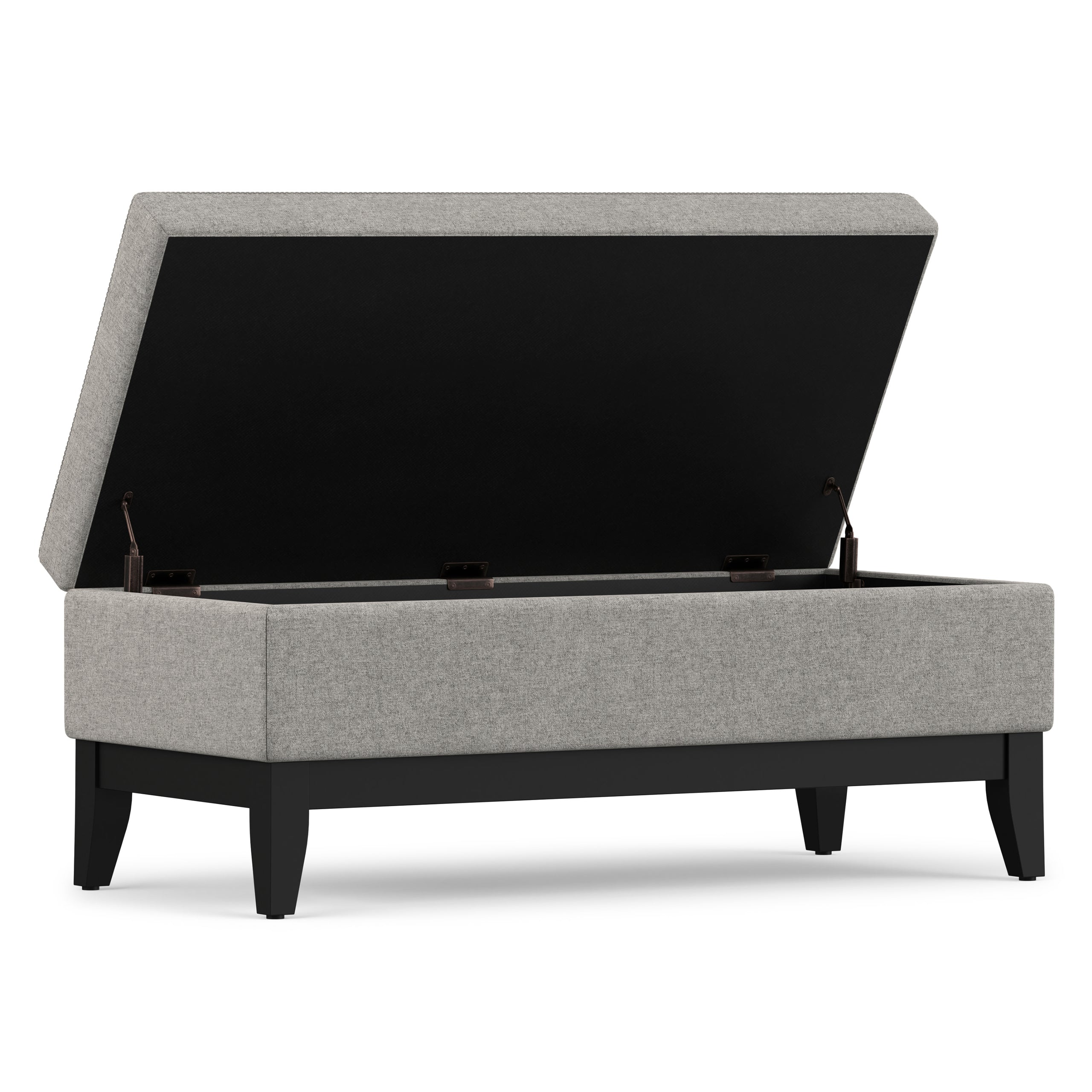Cloud Grey Linen Style Fabric | Oregon Storage Ottoman Bench with Tray in Linen
