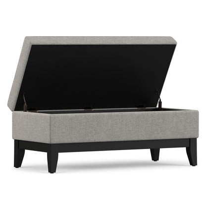 Cloud Grey Linen Style Fabric | Oregon Storage Ottoman Bench with Tray in Linen