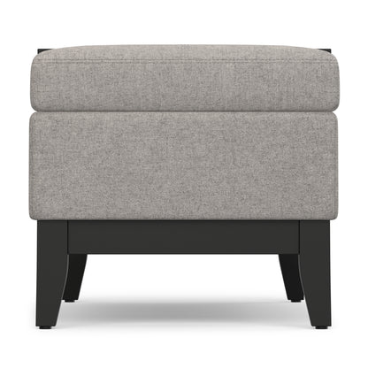 Cloud Grey Linen Style Fabric | Oregon Storage Ottoman Bench with Tray in Linen