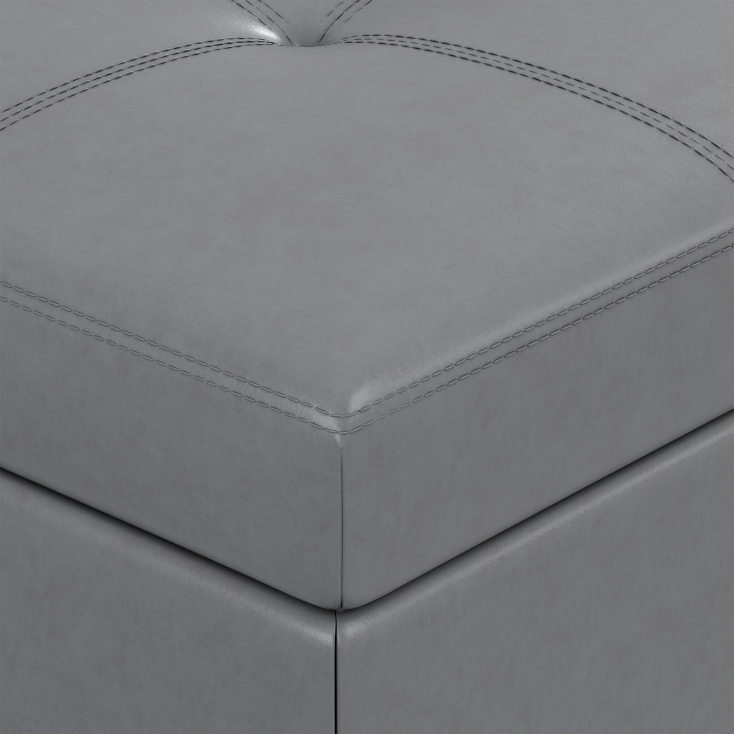 Stone Grey Vegan Leather | Oregon Storage Ottoman Bench with Tray in Vegan Leather
