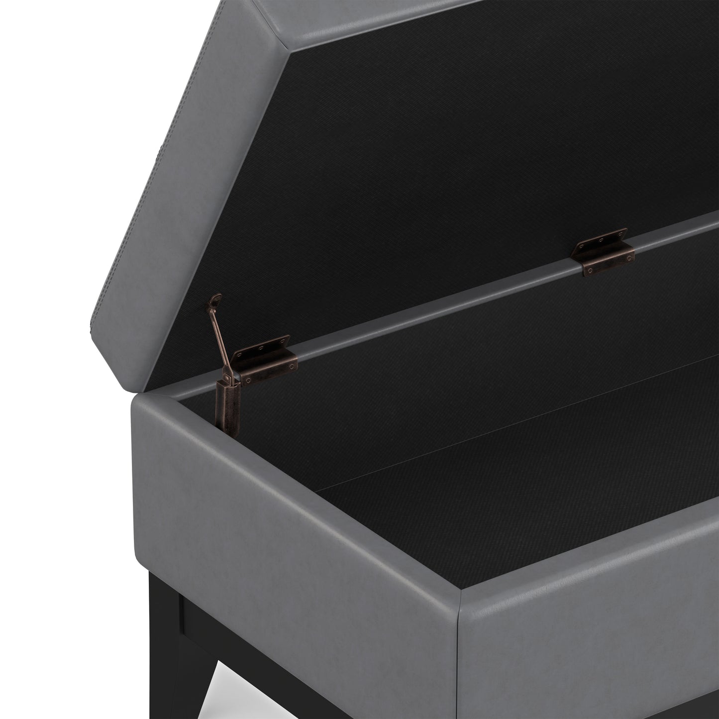 Stone Grey Vegan Leather | Oregon Storage Ottoman Bench with Tray in Vegan Leather