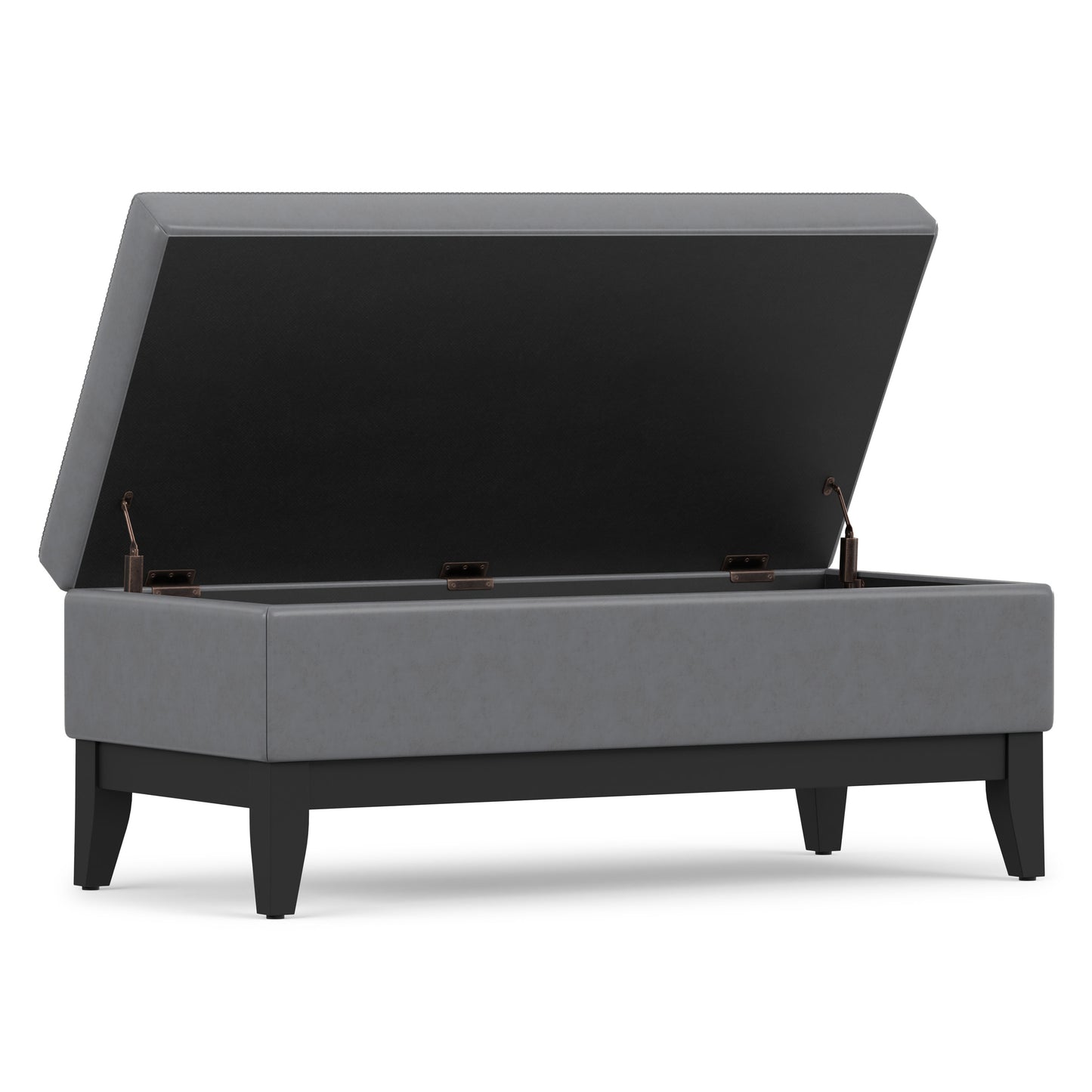 Stone Grey Vegan Leather | Oregon Storage Ottoman Bench with Tray in Vegan Leather