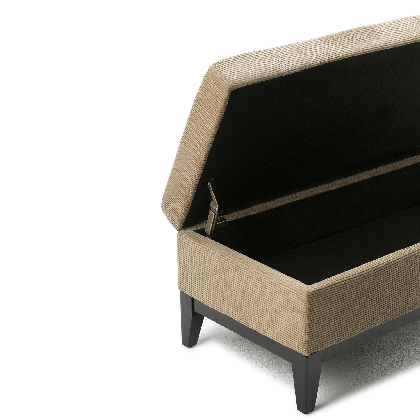 Khaki Beige Chenille Look Fabric | Oregon Linen Look Storage Ottoman with Tray