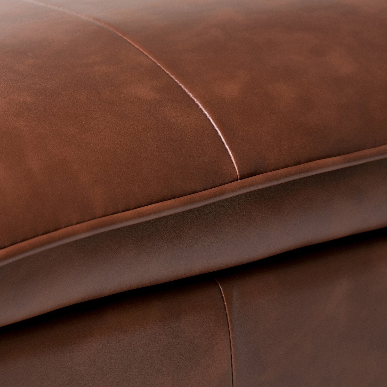 Cognac Vegan Leather | Emily Vegan Leather Storage Ottoman