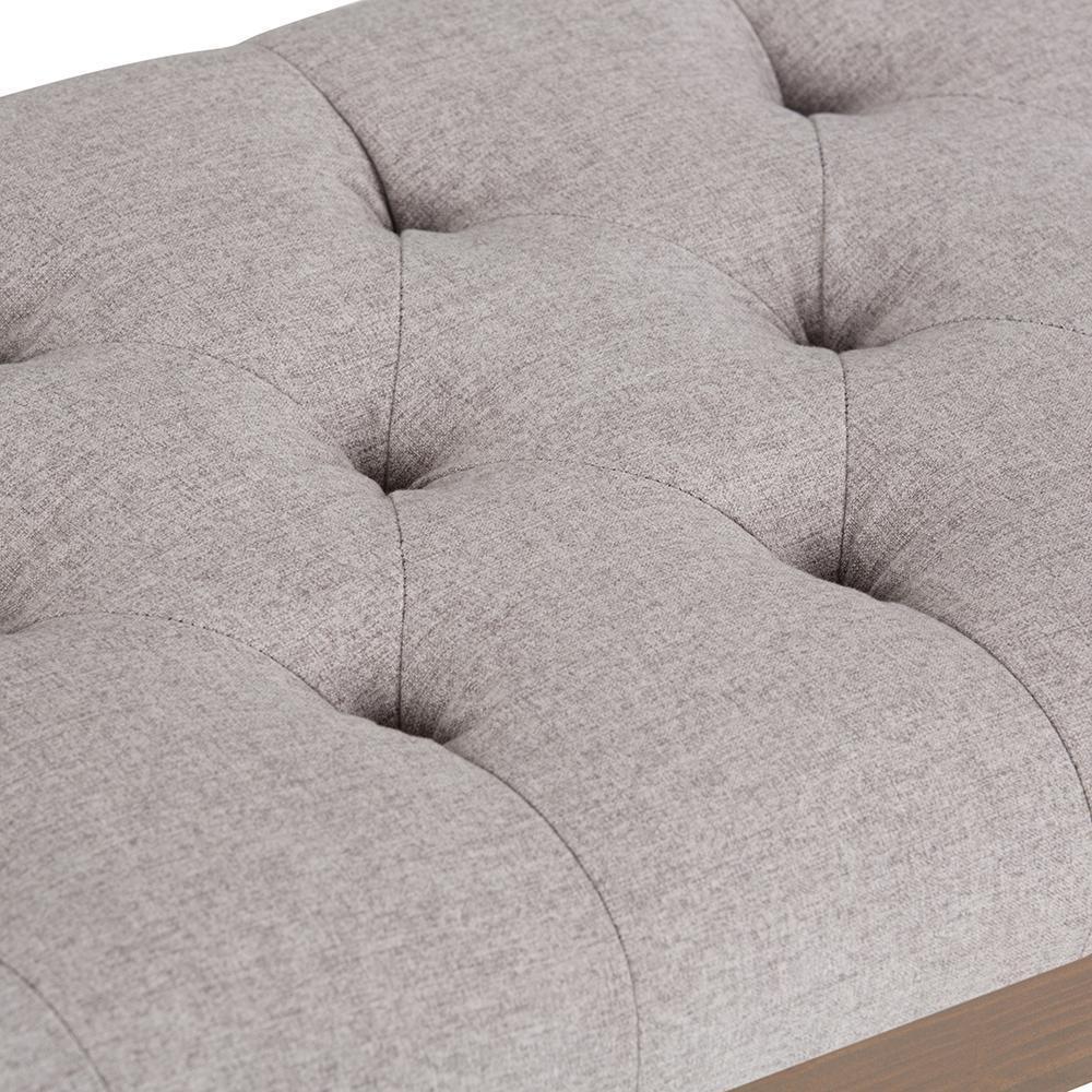 Cloud Grey Linen Style Fabric | Waverly Tufted Ottoman Bench