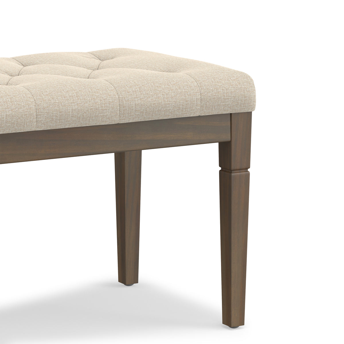 Natural Linen Style Fabric | Waverly Tufted Ottoman Bench