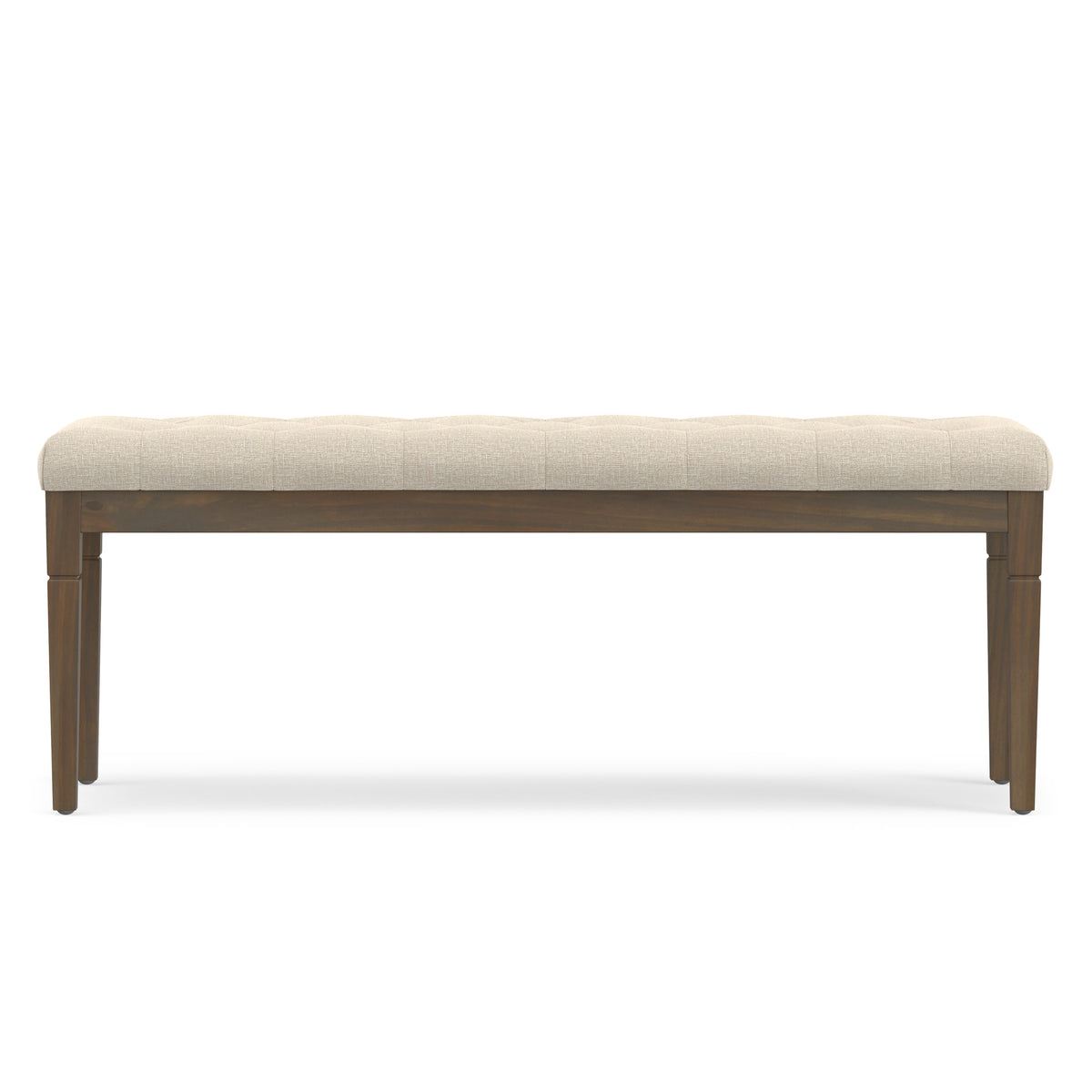 Natural Linen Style Fabric | Waverly Tufted Ottoman Bench