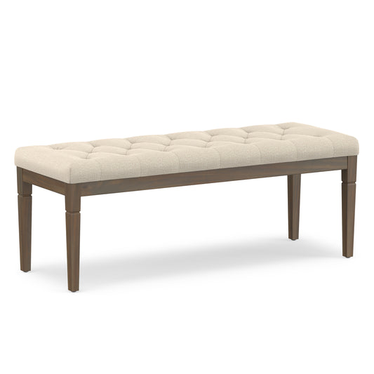 Natural Linen Style Fabric | Waverly Tufted Ottoman Bench