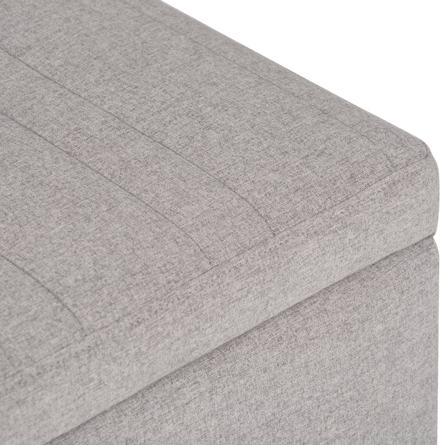 Cloud Grey Linen Style Fabric | Monroe Storage Ottoman in Linen