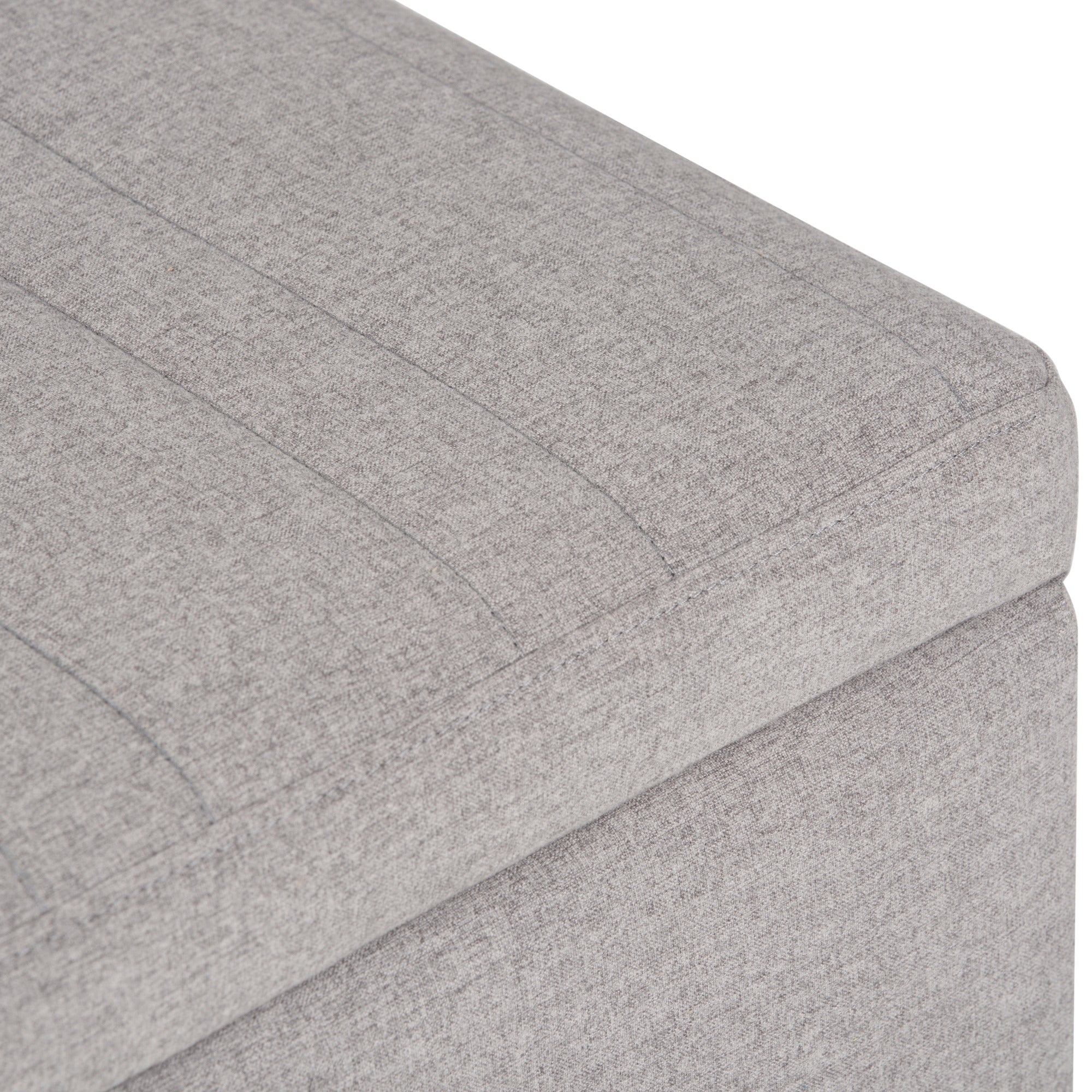 Cloud Grey Linen Style Fabric | Monroe Storage Ottoman in Linen