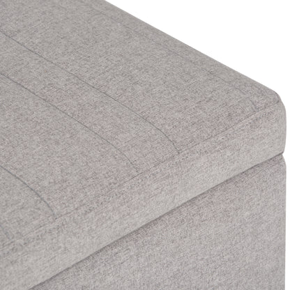 Cloud Grey Linen Style Fabric | Monroe Storage Ottoman in Linen