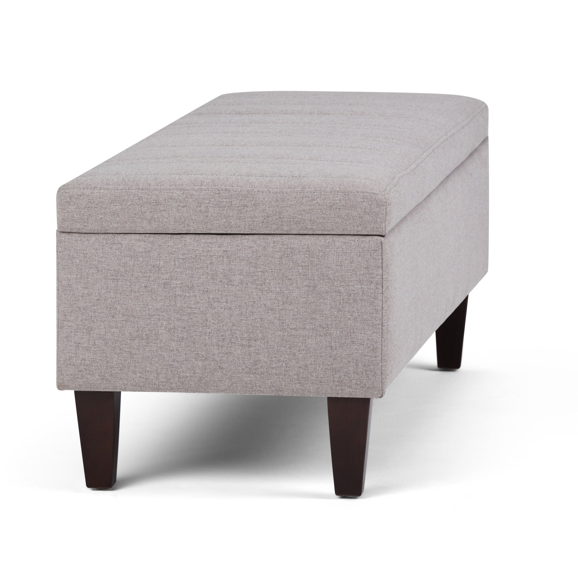 Cloud Grey Linen Style Fabric | Monroe Storage Ottoman in Linen