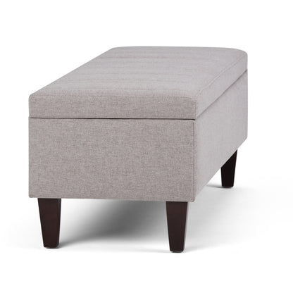 Cloud Grey Linen Style Fabric | Monroe Storage Ottoman in Linen