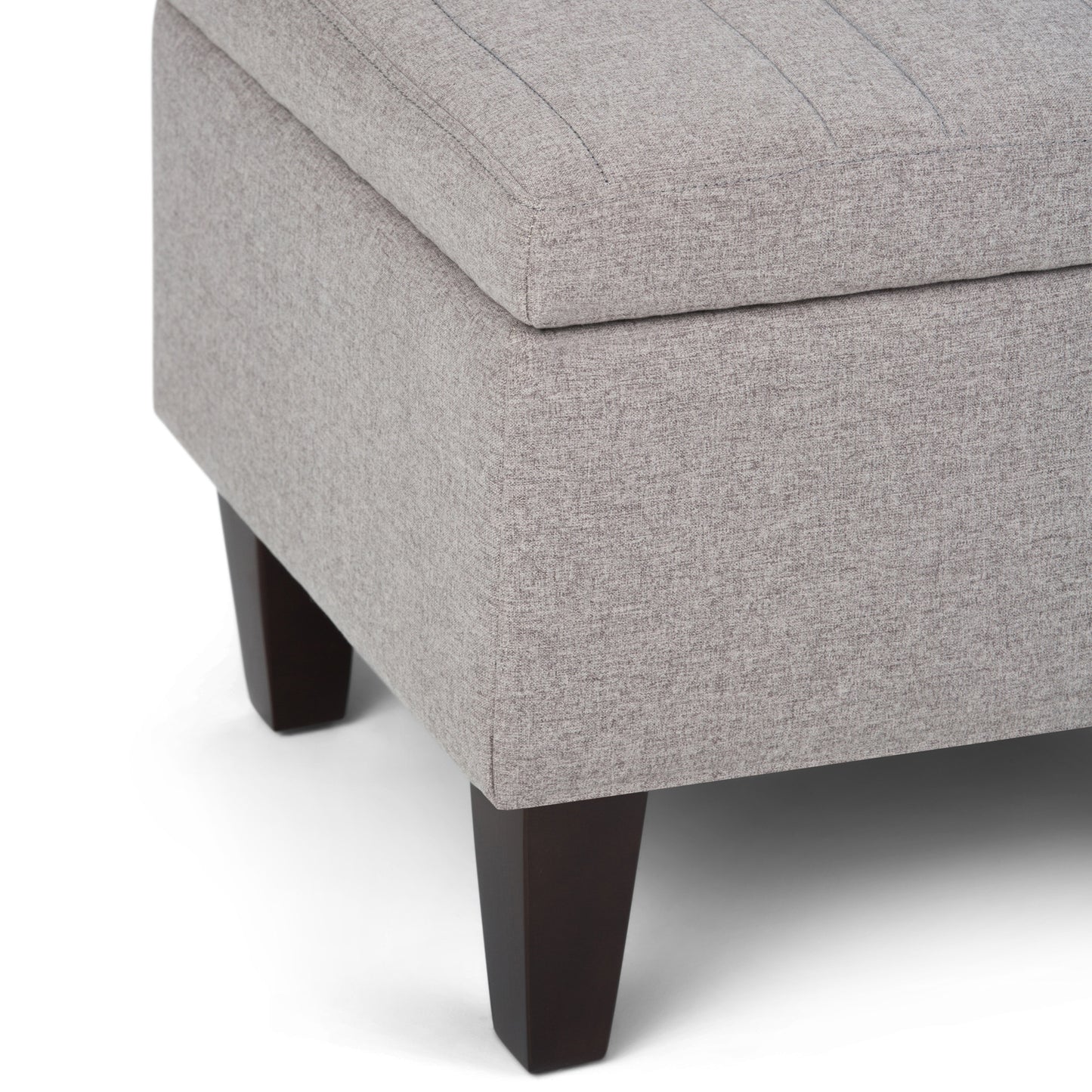 Cloud Grey Linen Style Fabric | Monroe Storage Ottoman in Linen