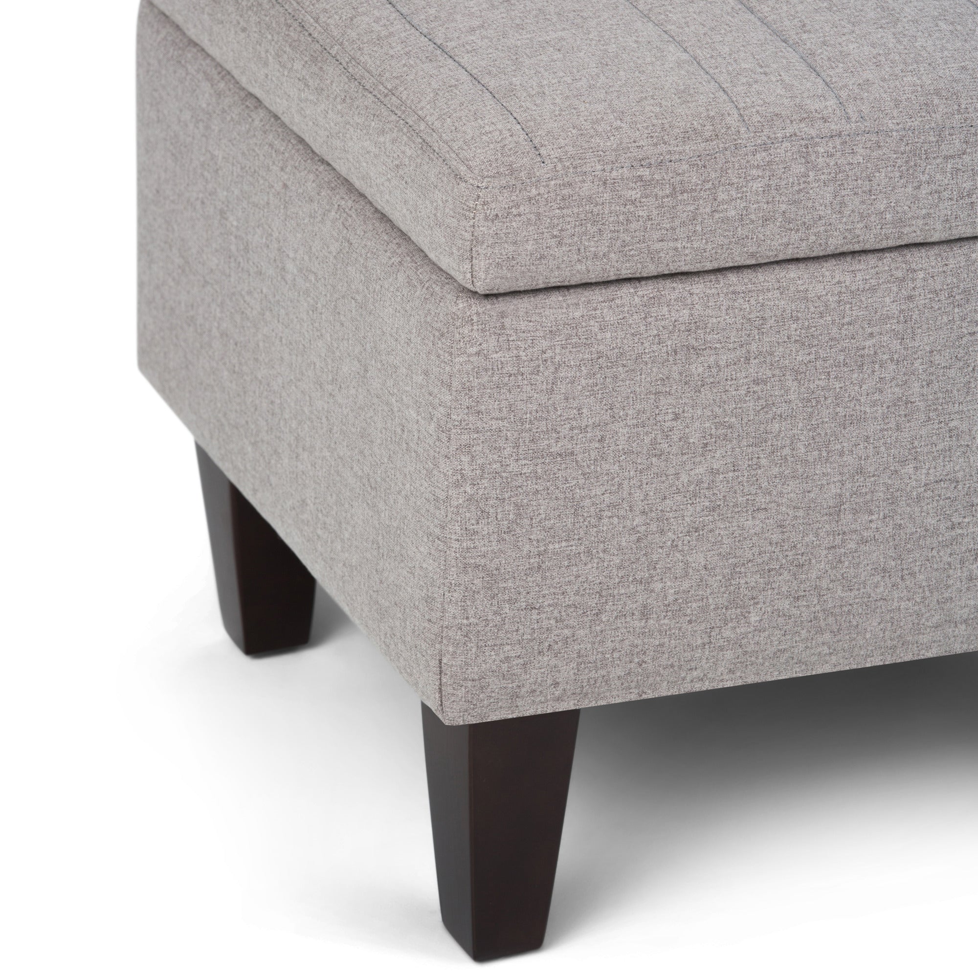 Cloud Grey Linen Style Fabric | Monroe Storage Ottoman in Linen
