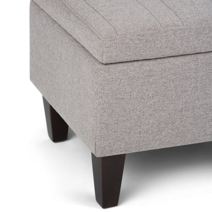 Cloud Grey Linen Style Fabric | Monroe Storage Ottoman in Linen