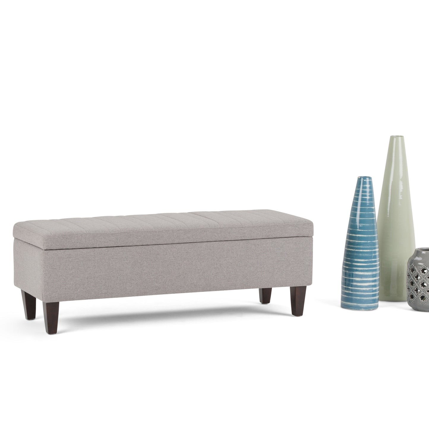 Cloud Grey Linen Style Fabric | Monroe Storage Ottoman in Linen