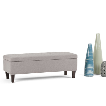 Cloud Grey Linen Style Fabric | Monroe Storage Ottoman in Linen