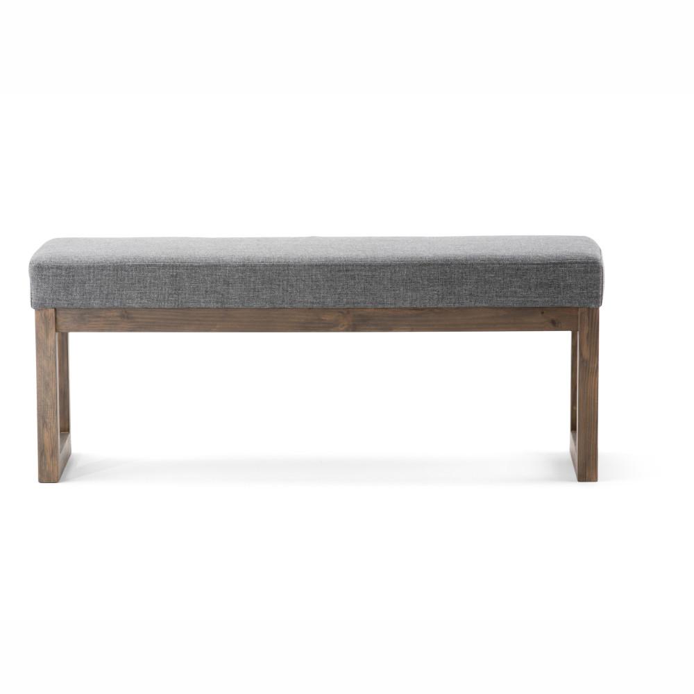 Grey Linen Style Fabric | Milltown 44 inch Large Ottoman Bench in Linen Style Fabric in Grey