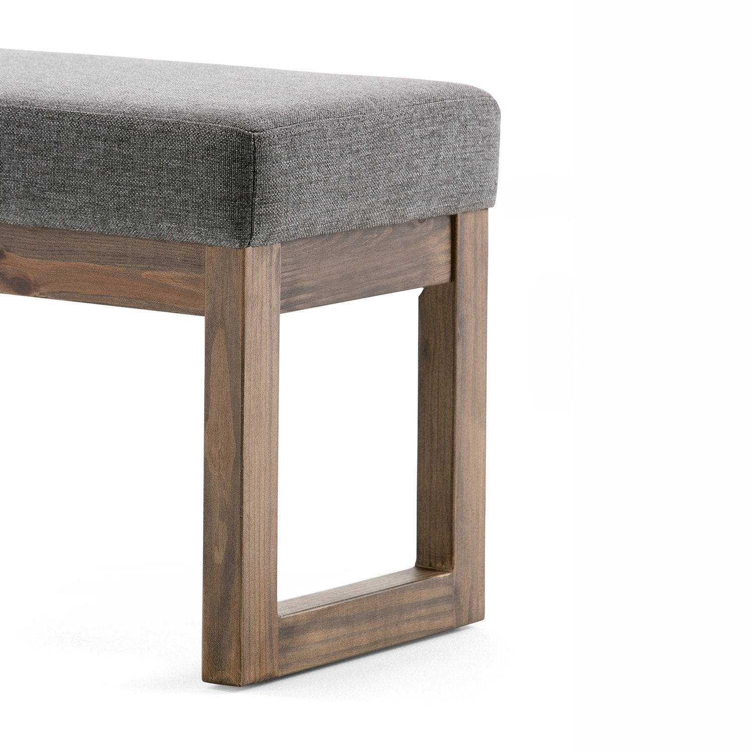 Grey Linen Style Fabric | Milltown 44 inch Large Ottoman Bench in Linen Style Fabric in Grey