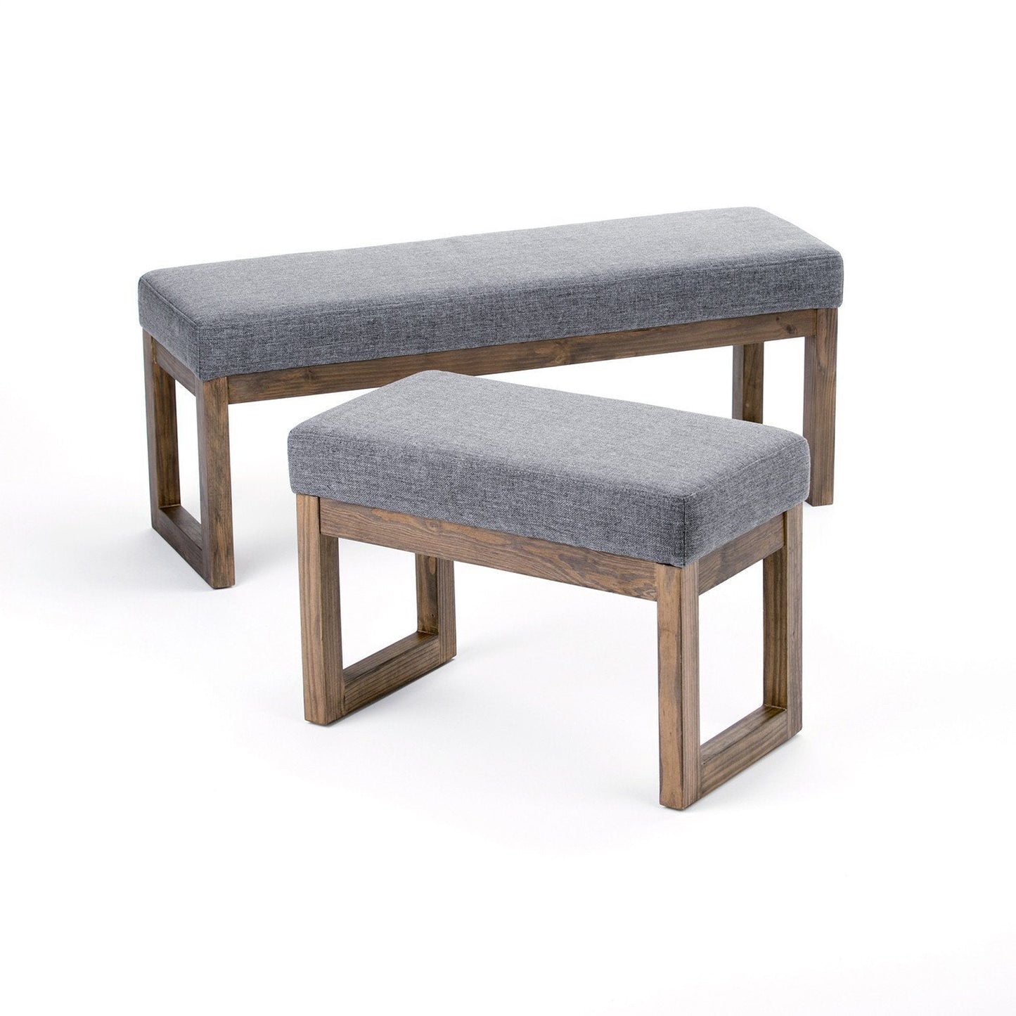 Grey Linen Style Fabric | Milltown 44 inch Large Ottoman Bench in Linen Style Fabric in Grey