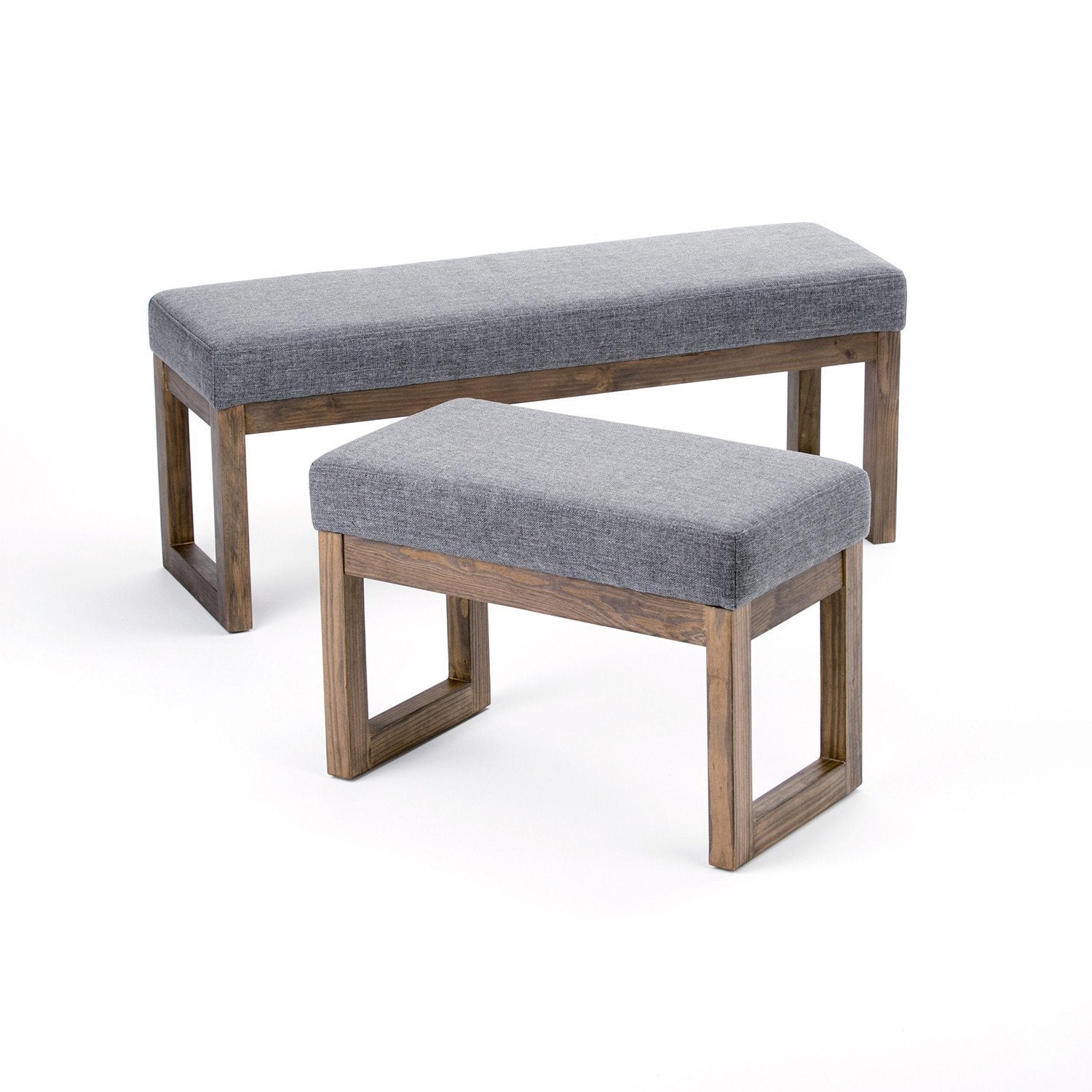 Grey Linen Style Fabric | Milltown 44 inch Large Ottoman Bench in Linen Style Fabric in Grey