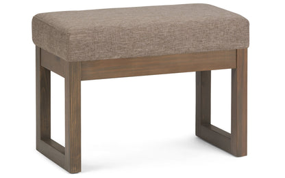 Fawn Brown Linen Style Fabric | Milltown Small Ottoman Bench in Linen