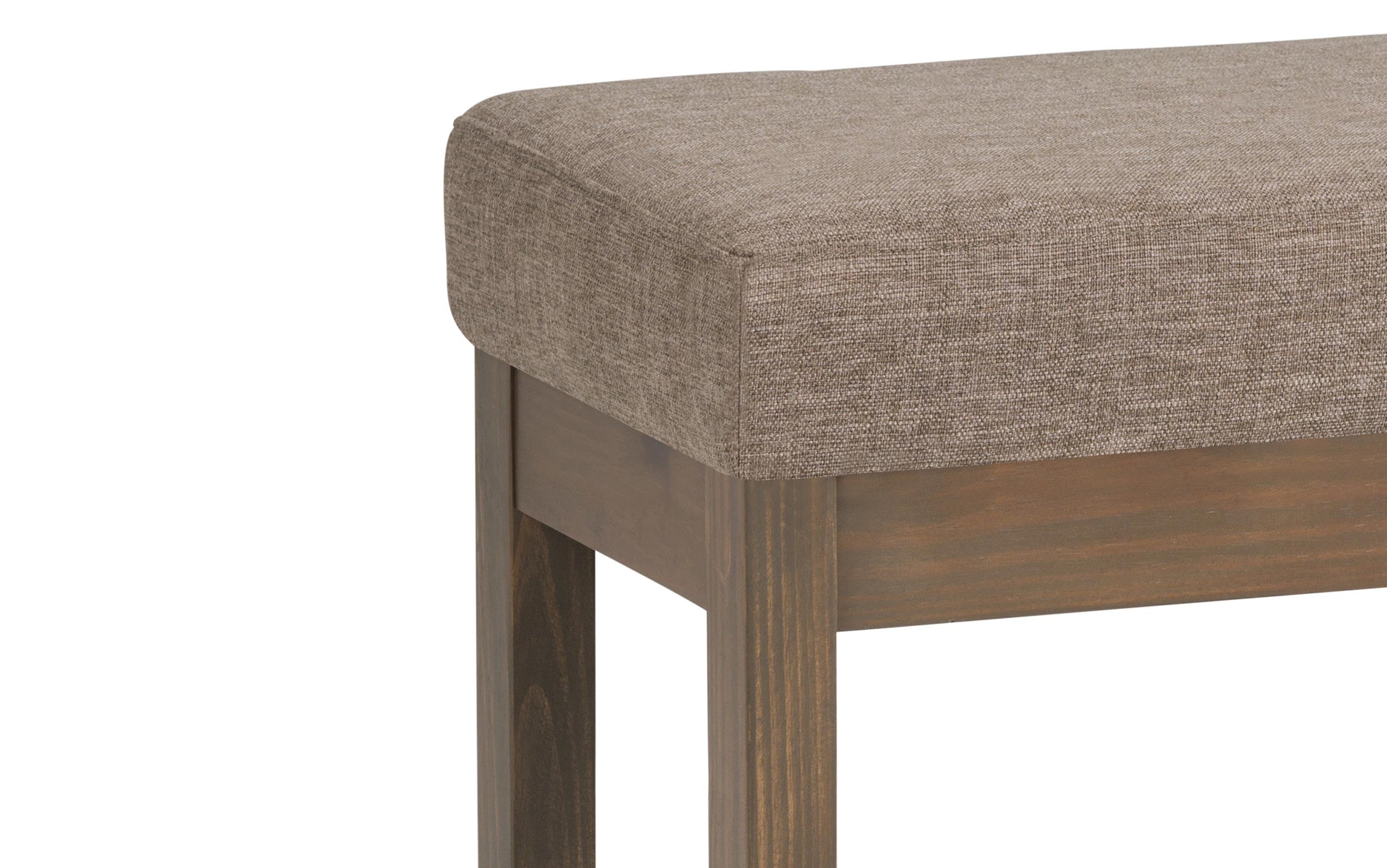 Fawn Brown Linen Style Fabric | Milltown Small Ottoman Bench in Linen