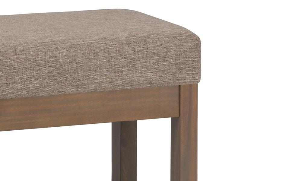 Fawn Brown Linen Style Fabric | Milltown Footstool Small Ottoman Bench