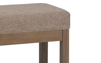 Fawn Brown Linen Style Fabric | Milltown Small Ottoman Bench in Linen
