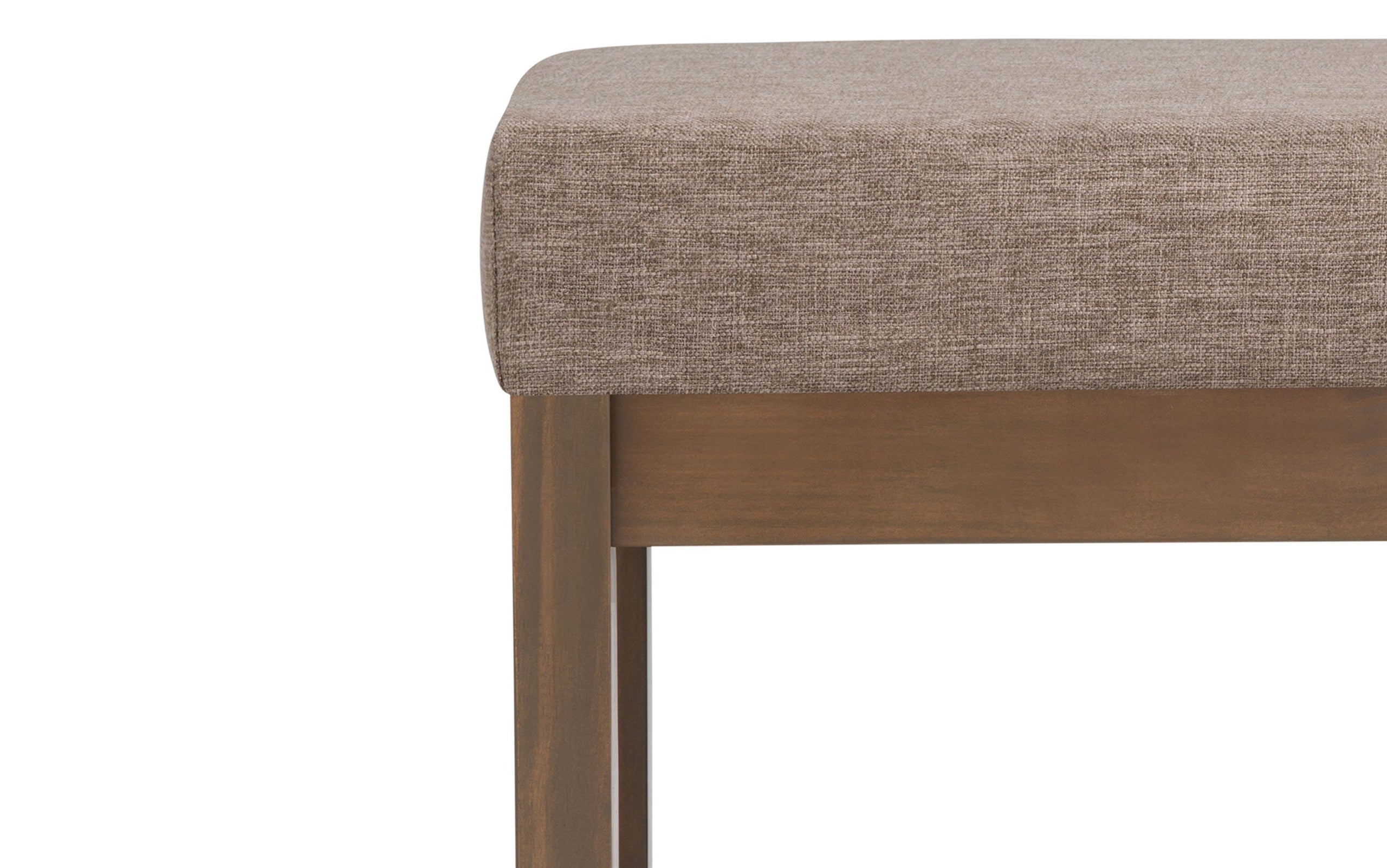 Fawn Brown Linen Style Fabric | Milltown Small Ottoman Bench in Linen