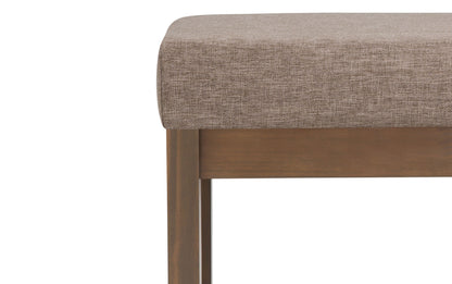 Fawn Brown Linen Style Fabric | Milltown Small Ottoman Bench in Linen