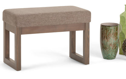 Fawn Brown Linen Style Fabric | Milltown Small Ottoman Bench in Linen